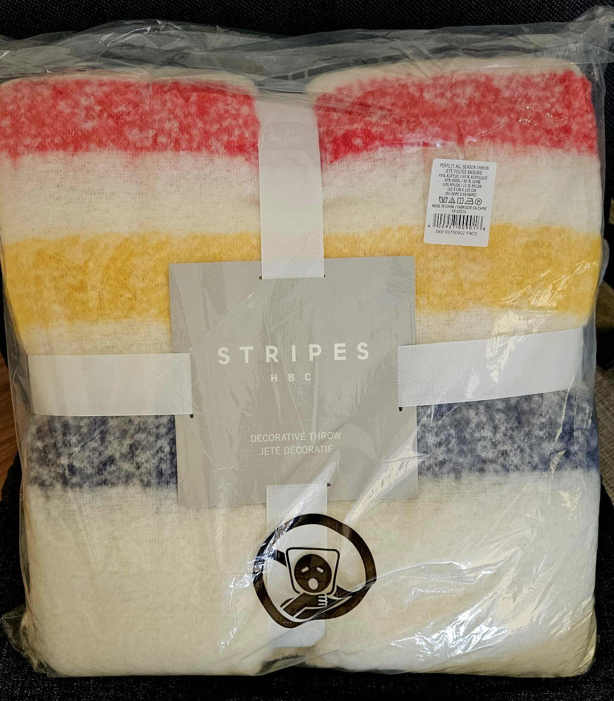 HBC Stripes Multistripe Wool Blend Decorative Throw Blanket