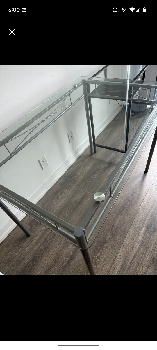 Glass top computer desk