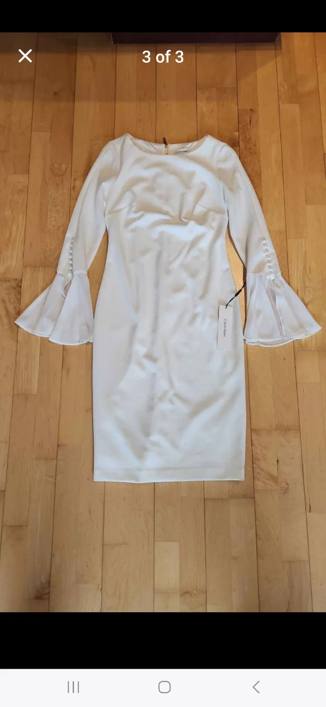 Calvin Klein White Sheath Chiffon Formal Dress (Brand New) image indicator(3)