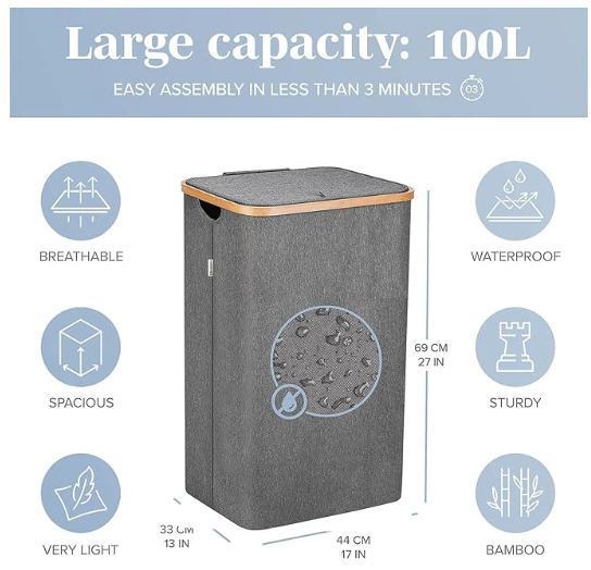 Moving Out Sale‼️Large Capacity 100L Laundry Hamper - photo 2