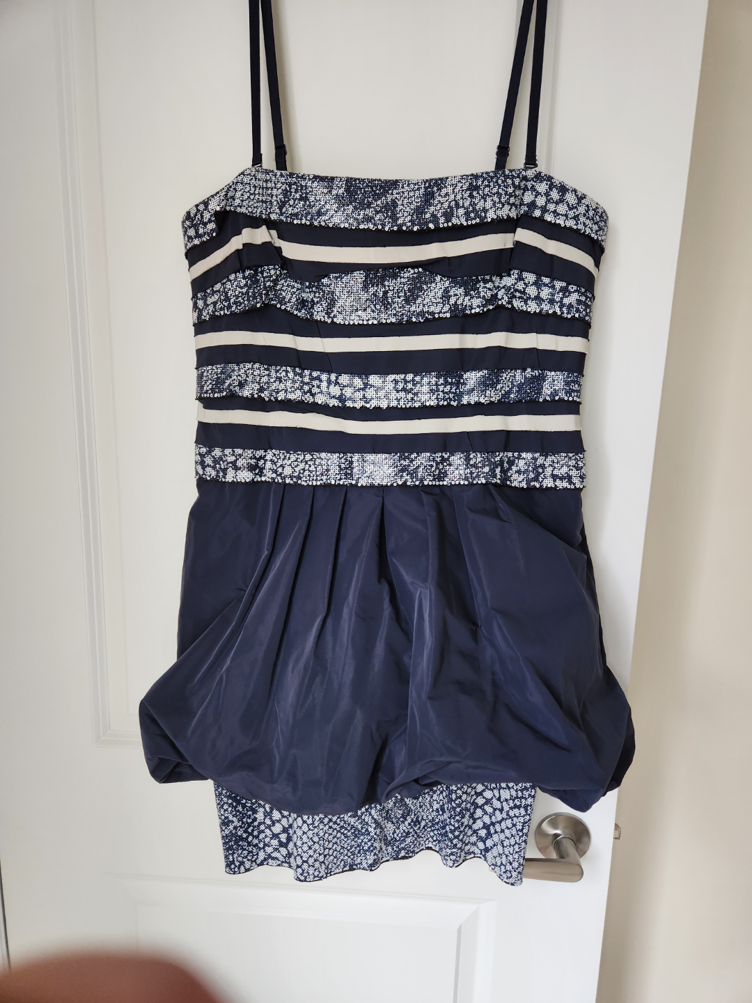 BCBGMAXAZRIA Navy Blue Sequined Cocktail Dress Size 12