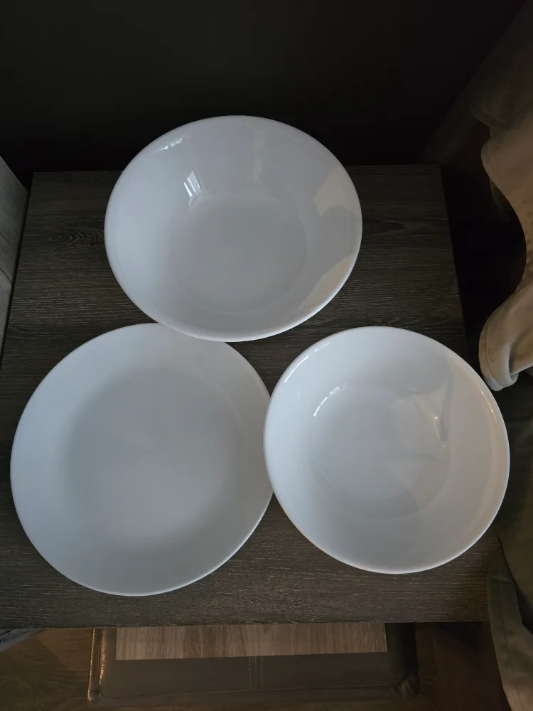 Corelle Vitrelle White Serving Bowls and Plate image indicator(2)