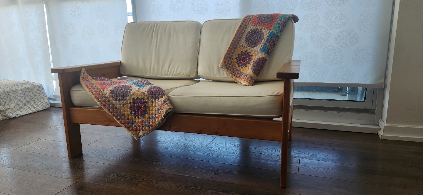 Rustic Wooden Loveseat with Washable Cushions - photo 3