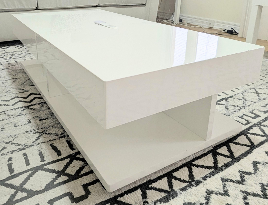 White Lift-Top Coffee Table with Storage