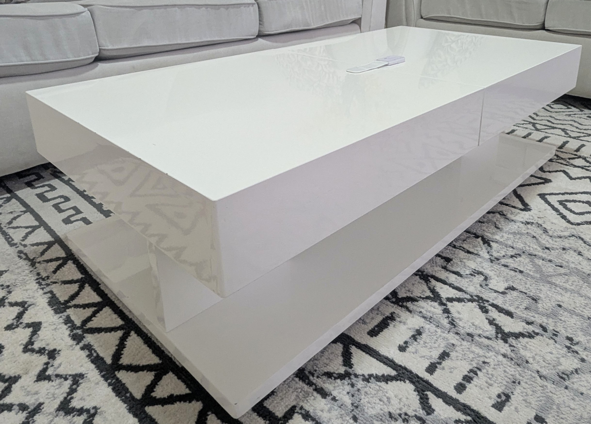 White Lift-Top Coffee Table with Storage - photo 2