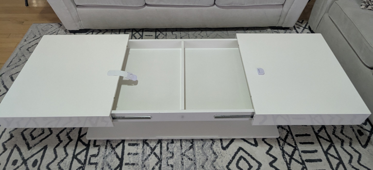 White Lift-Top Coffee Table with Storage - photo 3