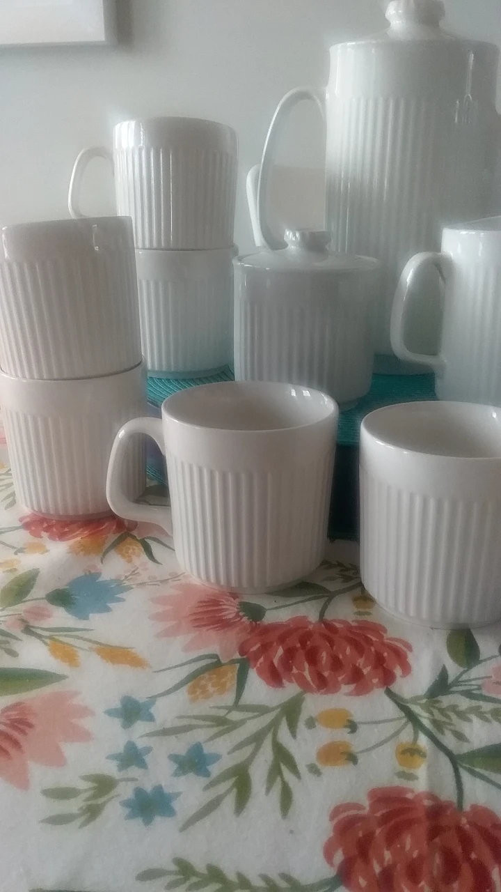 Vintage White Coffee Set Johnson brothers Athena Ironstone - photo 3