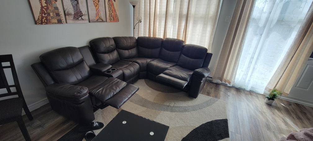 Brown Leather Reclining Sectional Sofa - photo 2