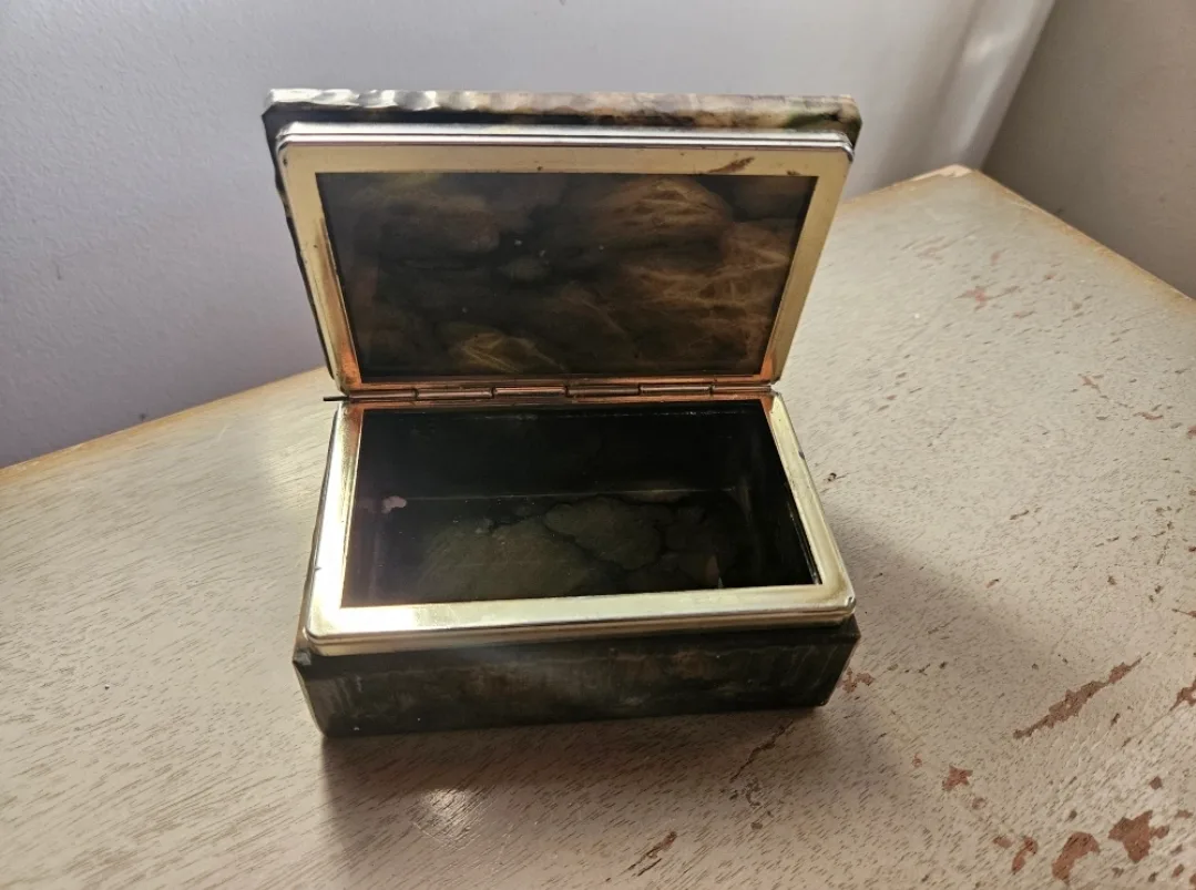 Vintage Marble Stone Trinket/Jewlery Box image indicator(3)