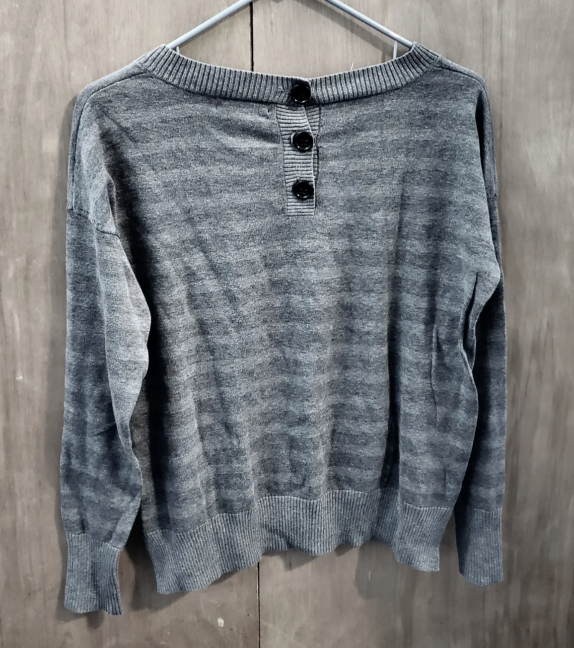 Banana Republic Gray Striped Knit Sweater Size Medium image indicator(2)