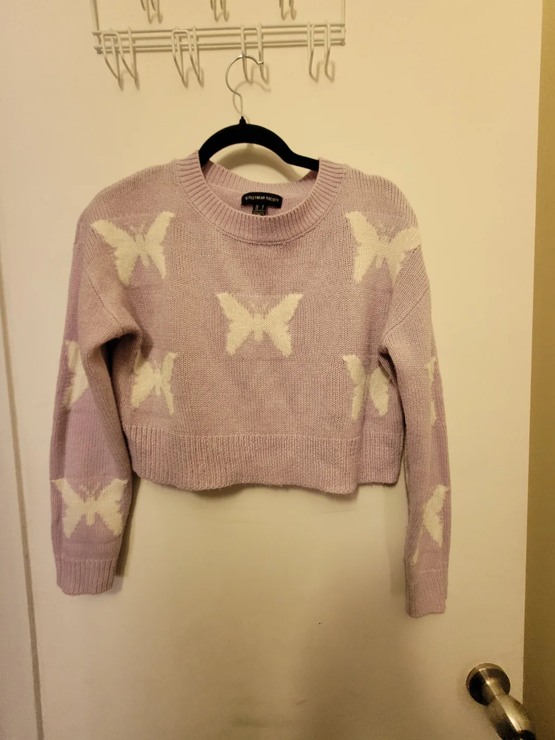Lavender Butterfly Knit Sweater thumbnail