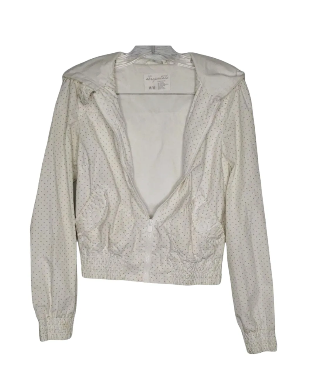 💚 Aéropostale White Cotton w Grey Polka Dot Cropped Jacket image indicator(2)