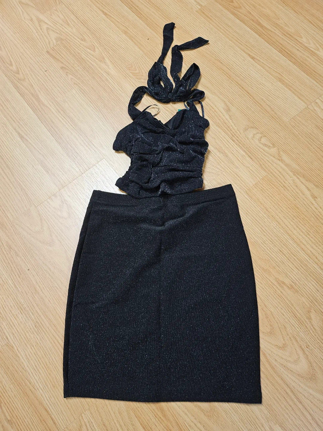 SHEIN Black Sparkle Two-Piece Set Size Small thumbnail