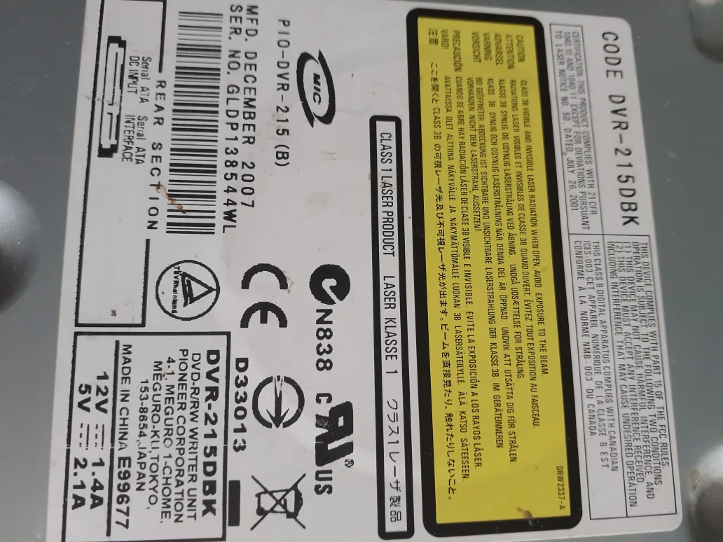 Used DVR-215DBK DVD-RW Drive thumbnail