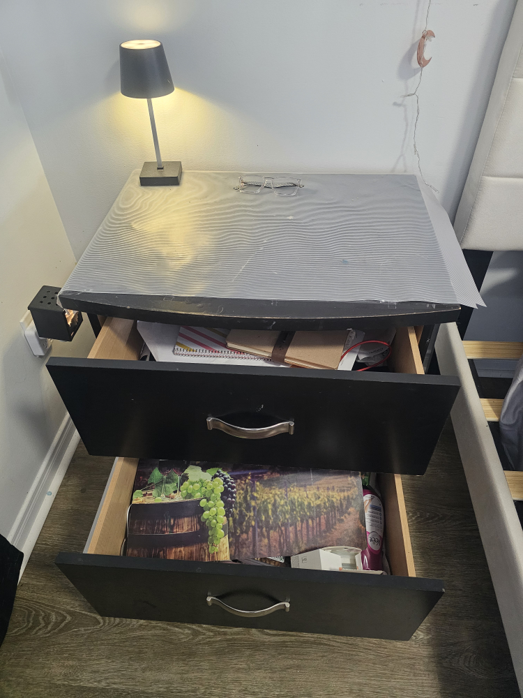 2 Black Two-Drawer Nightstand
