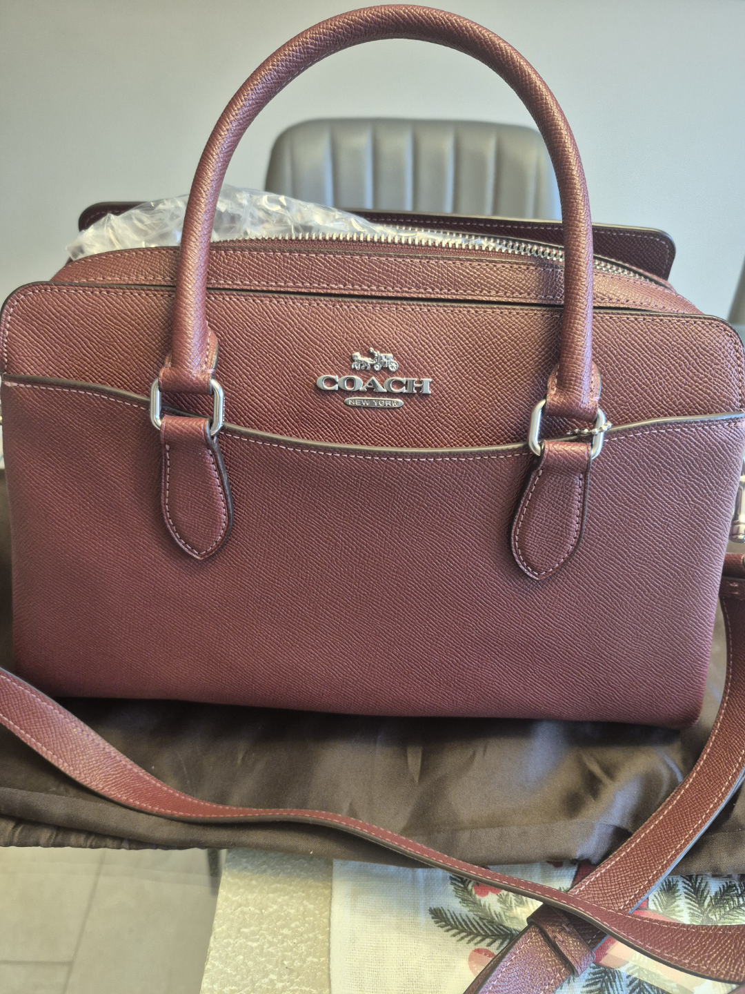 Coach Burgundy Leather Satchel Handbag