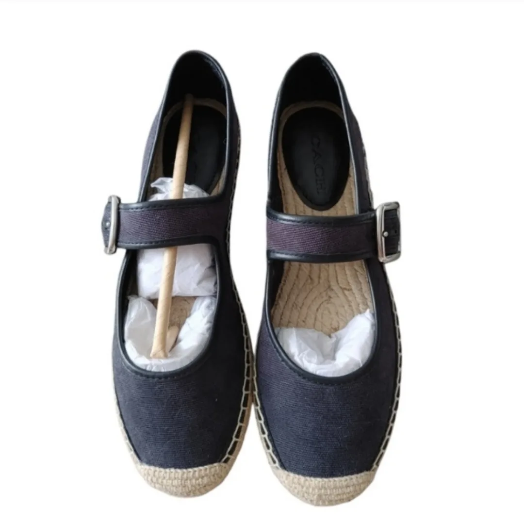 Coach Women's Black Canvas Espadrille Shoes image indicator(2)