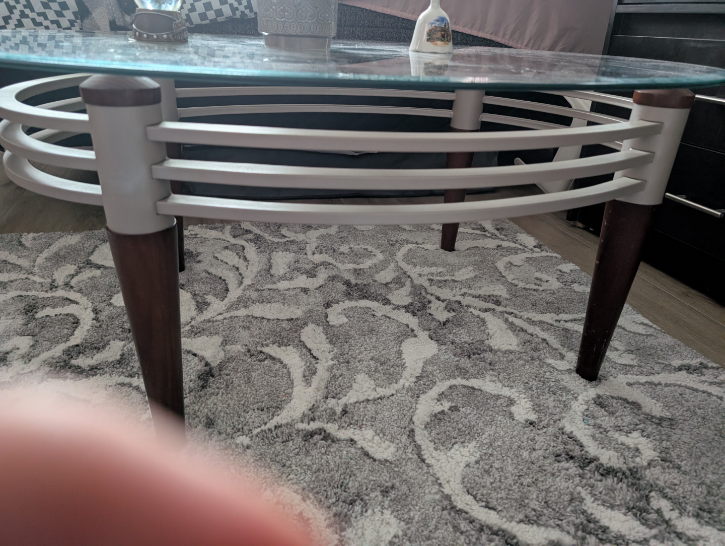 Glass Top Coffee Table with Metal and Wood Frame - photo 2