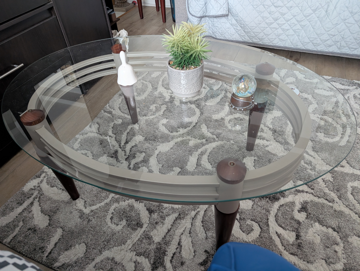 Glass Top Coffee Table with Metal and Wood Frame - photo 3