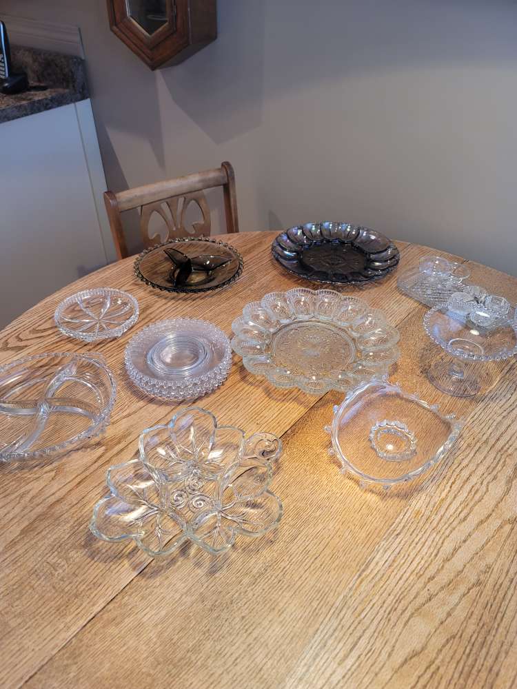 Assorted Vintage Glass Dishes and Serving Platters