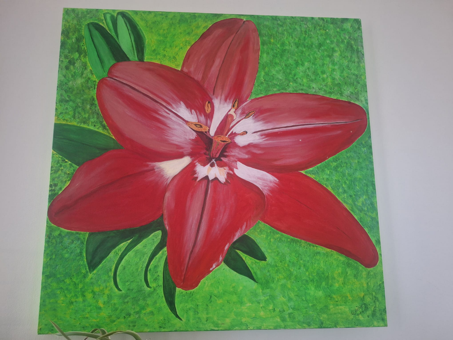Original Red Lily hand oil Painting