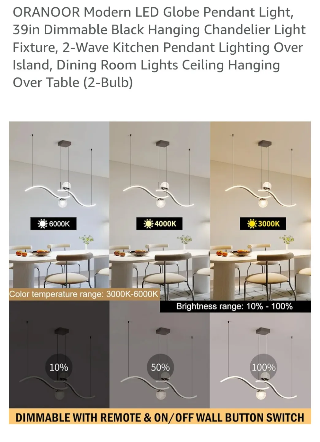 ORANOOR Modern LED Globe Pendant Light Fixture image indicator(2)