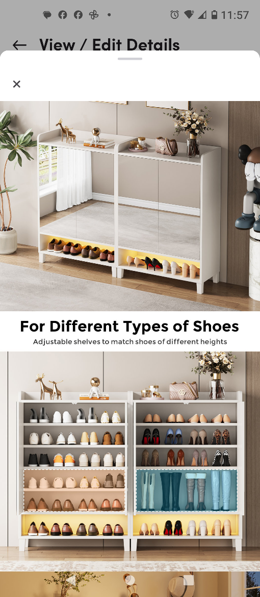 Orren Ellis 24-Pair Shoe Cabinet with Mirror - photo 3