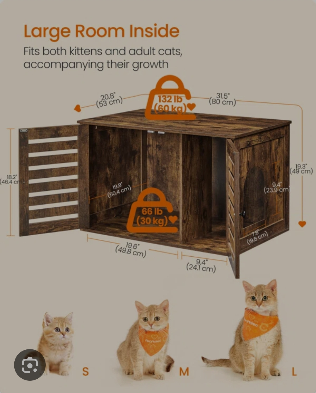 Feandrea Cat Litter Box Enclosure - photo 2