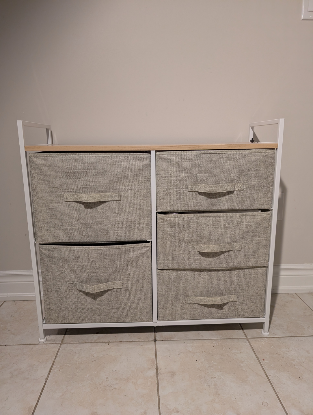 Five-Drawer Fabric Storage Organizer with Wooden Top