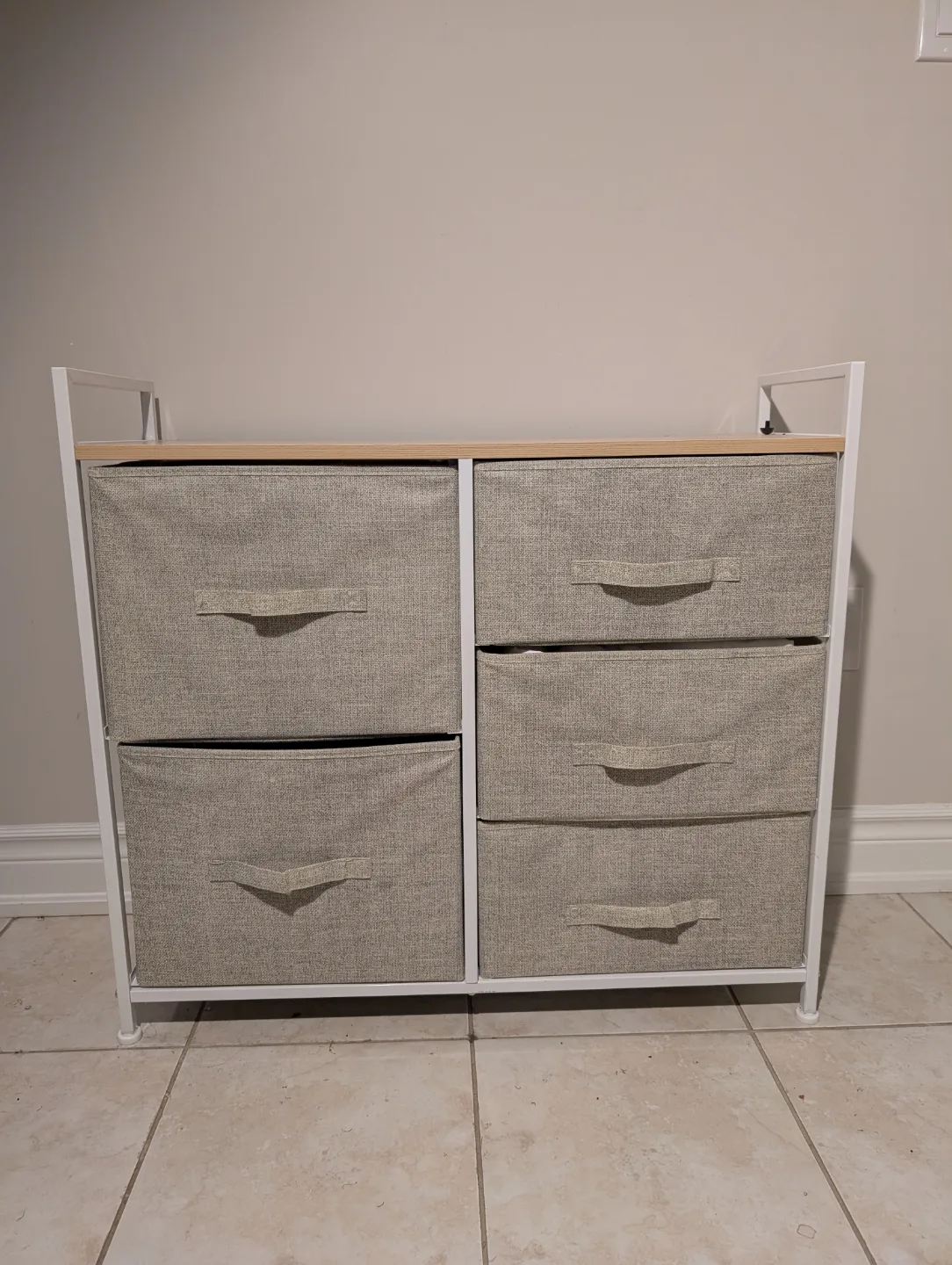 Five-Drawer Fabric Storage Organizer with Wooden Top thumbnail