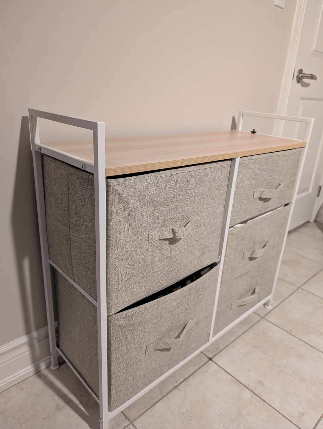 Five-Drawer Fabric Storage Organizer with Wooden Top - photo 3