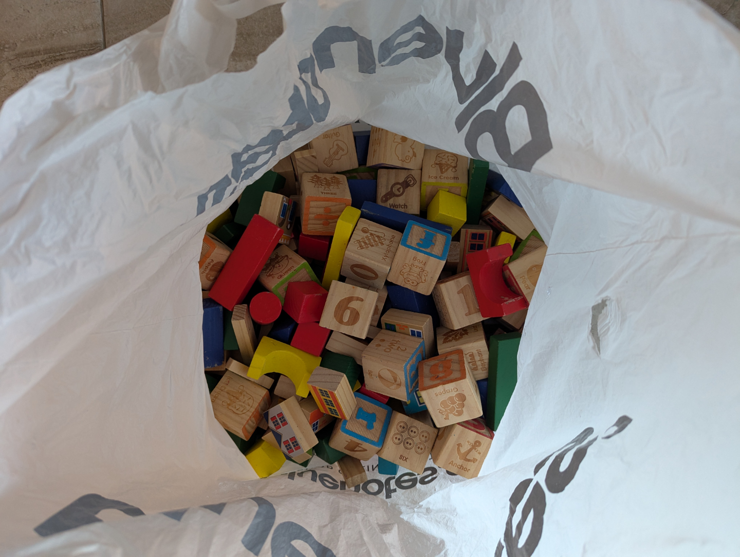 Large Bag of Wooden Blocks