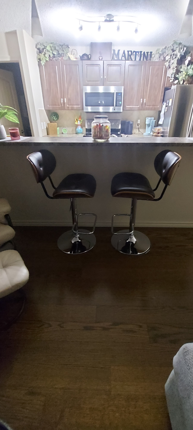 Pair of Brown Leather Bar Stools - photo 2