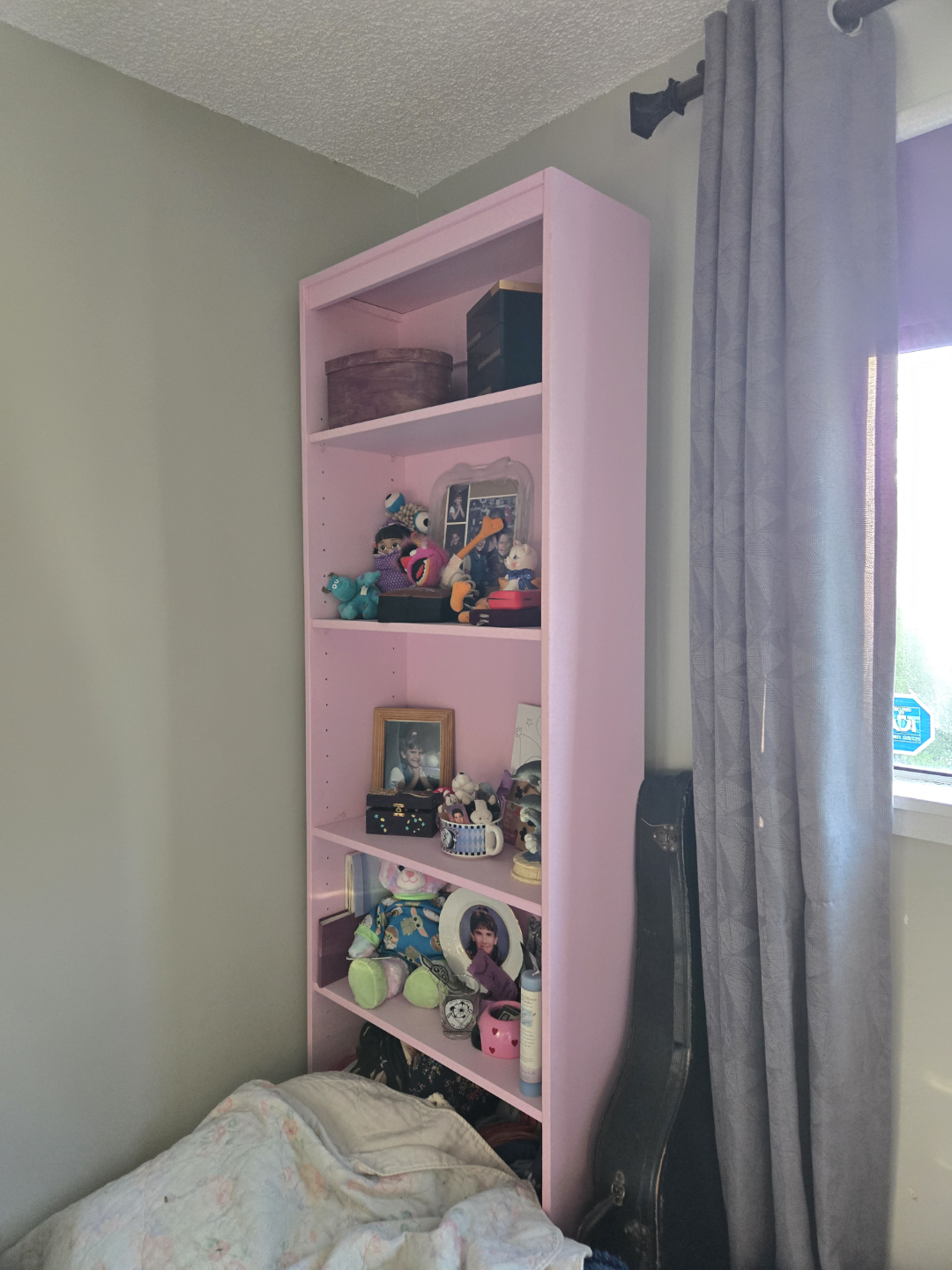 Pink Twin-Size Bed Frame with Built-in Bookcase Headboard - photo 2