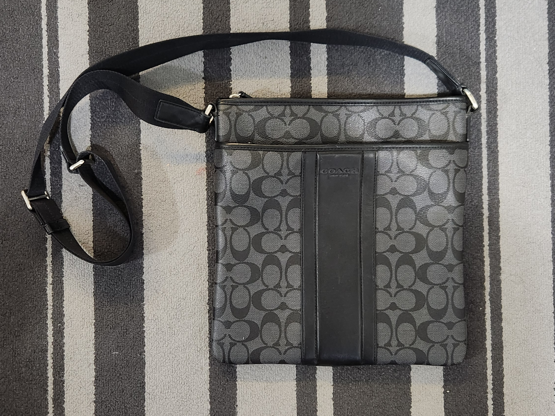 Coach Signature Black Leather Crossbody Bag