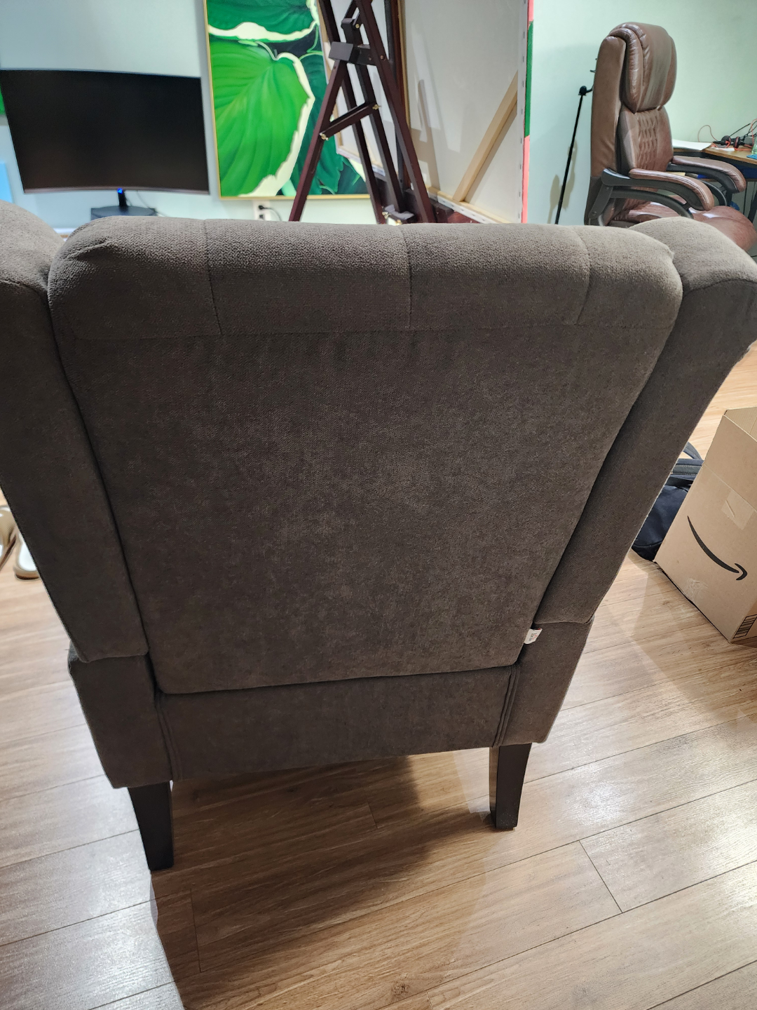 Dark Grey Button Tufted Wingback Accent Chair - photo 3