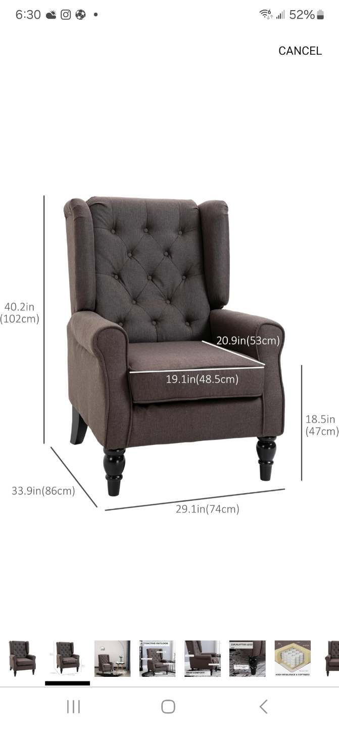 Dark Grey Button Tufted Wingback Accent Chair - photo 4