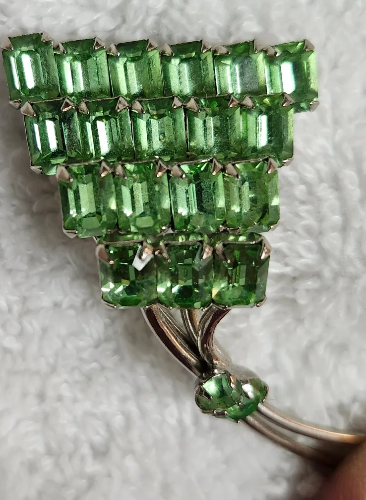 VINTAGE SIGNED SHERMAN Swarovski BRANCH BROOCH PIN thumbnail