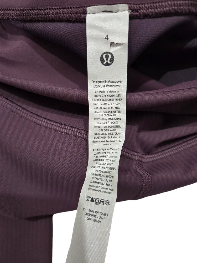BNWTT Lululemon Wunder Train High-Rise Ribbed Tight 28"  Size: 4 image indicator(9)