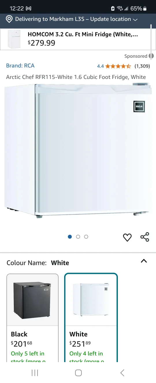 NEW THOMPSOM 1.7 CU. FT MINI FRIDGE  ON SALE  ONLY $79.99 thumbnail