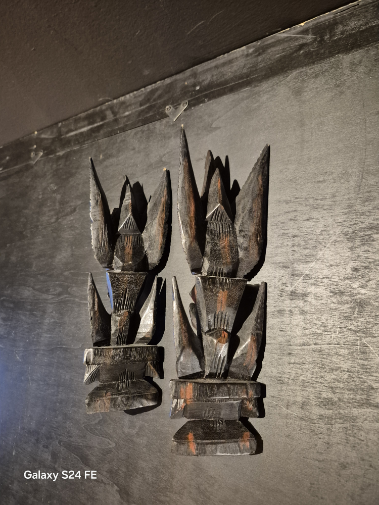 Hand-Carved Wooden Guardian Totem Pair - photo 3