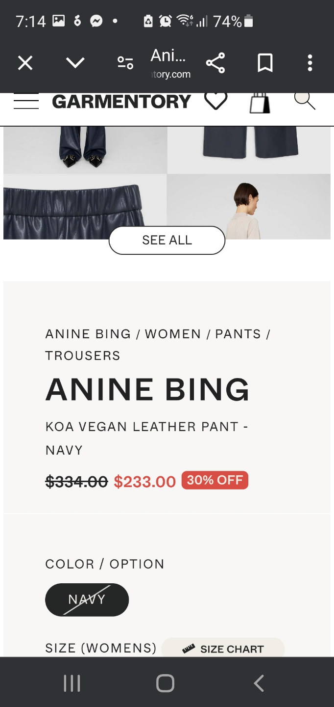 Women's Small Vegan Anine Bing - photo 2