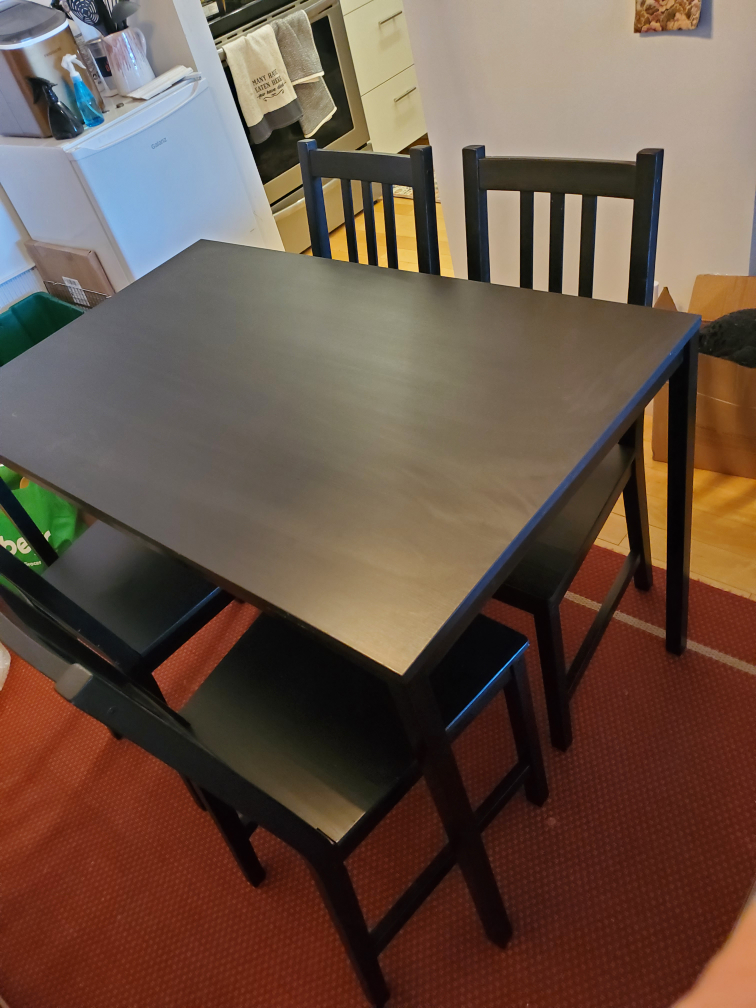 Black Ikea Table Set with Four Chairs