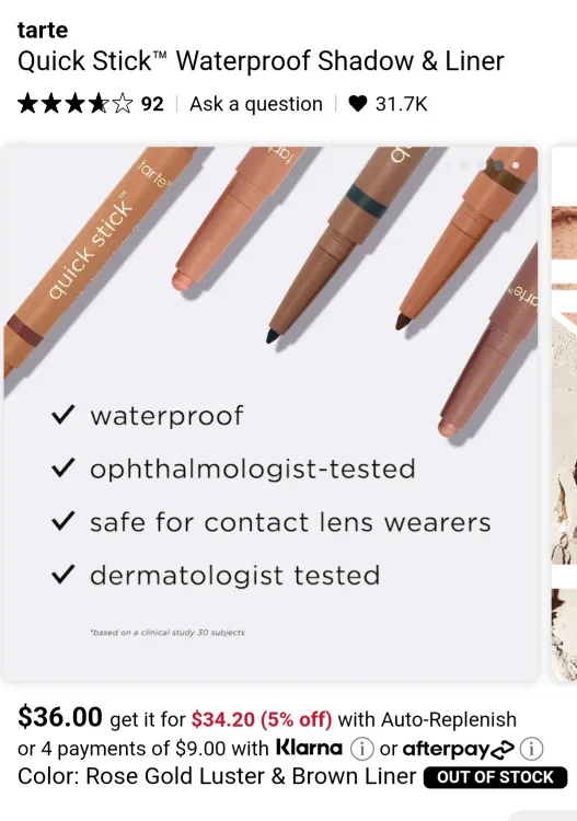 Tarte Eye Shadow & Liner image indicator(3)