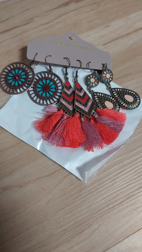 BRAND NEW Boho statement earrings 3 pairs/6pcs 💚 thumbnail