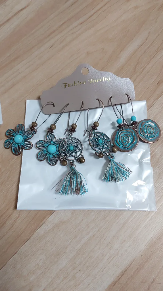 BRAND NEW Boho statement earrings 3 pairs/6pcs 💚 image indicator(2)