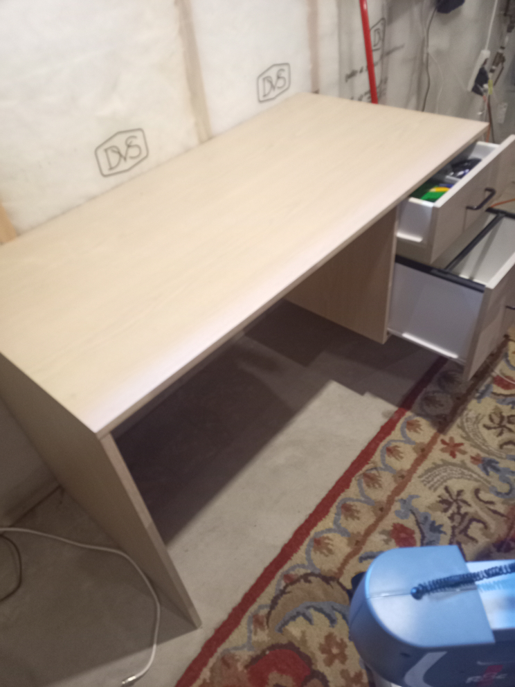 Writing Desk with Two Drawers. Smaller top drawer was damage. - photo 2
