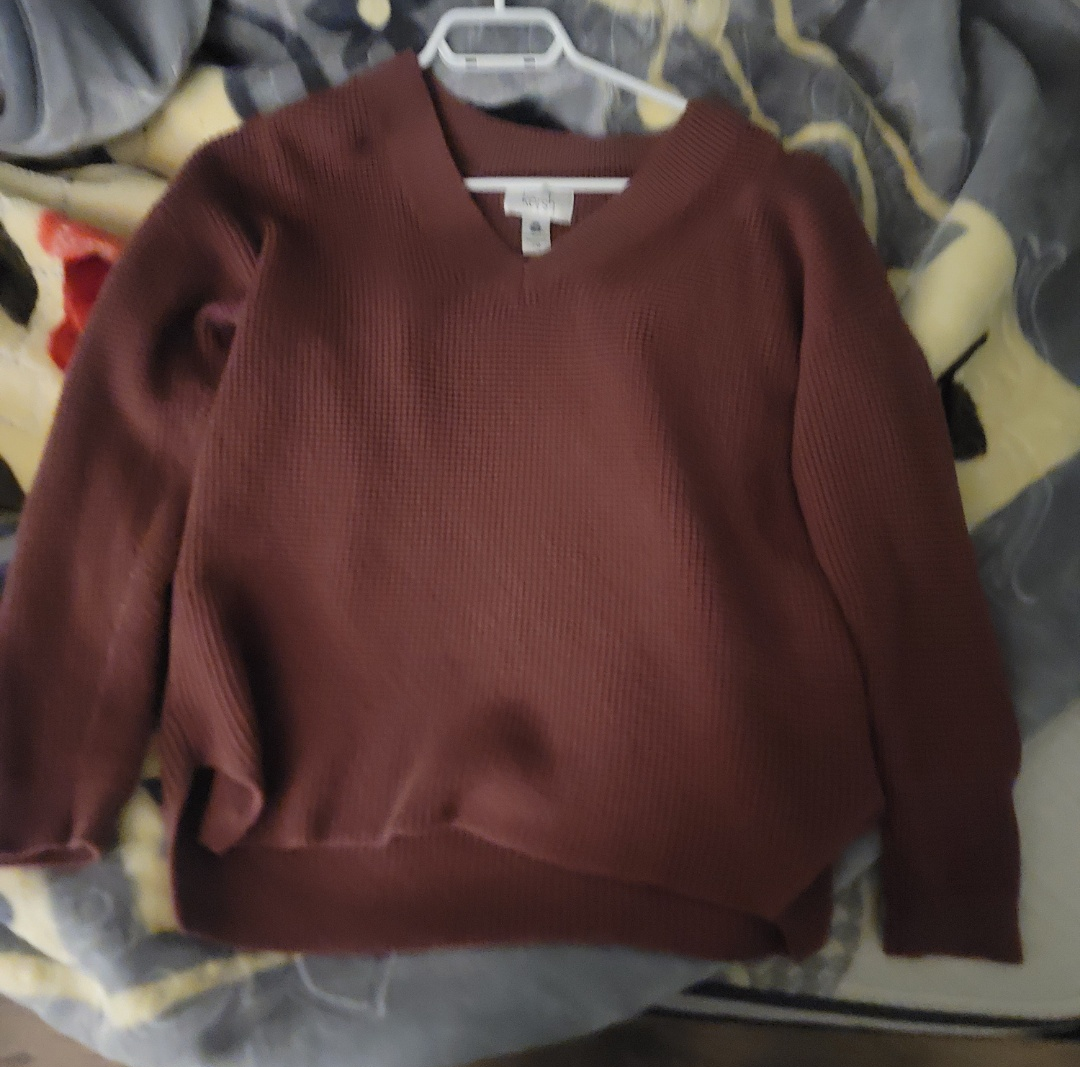 Women's Waffle Knit V-Neck Sweater