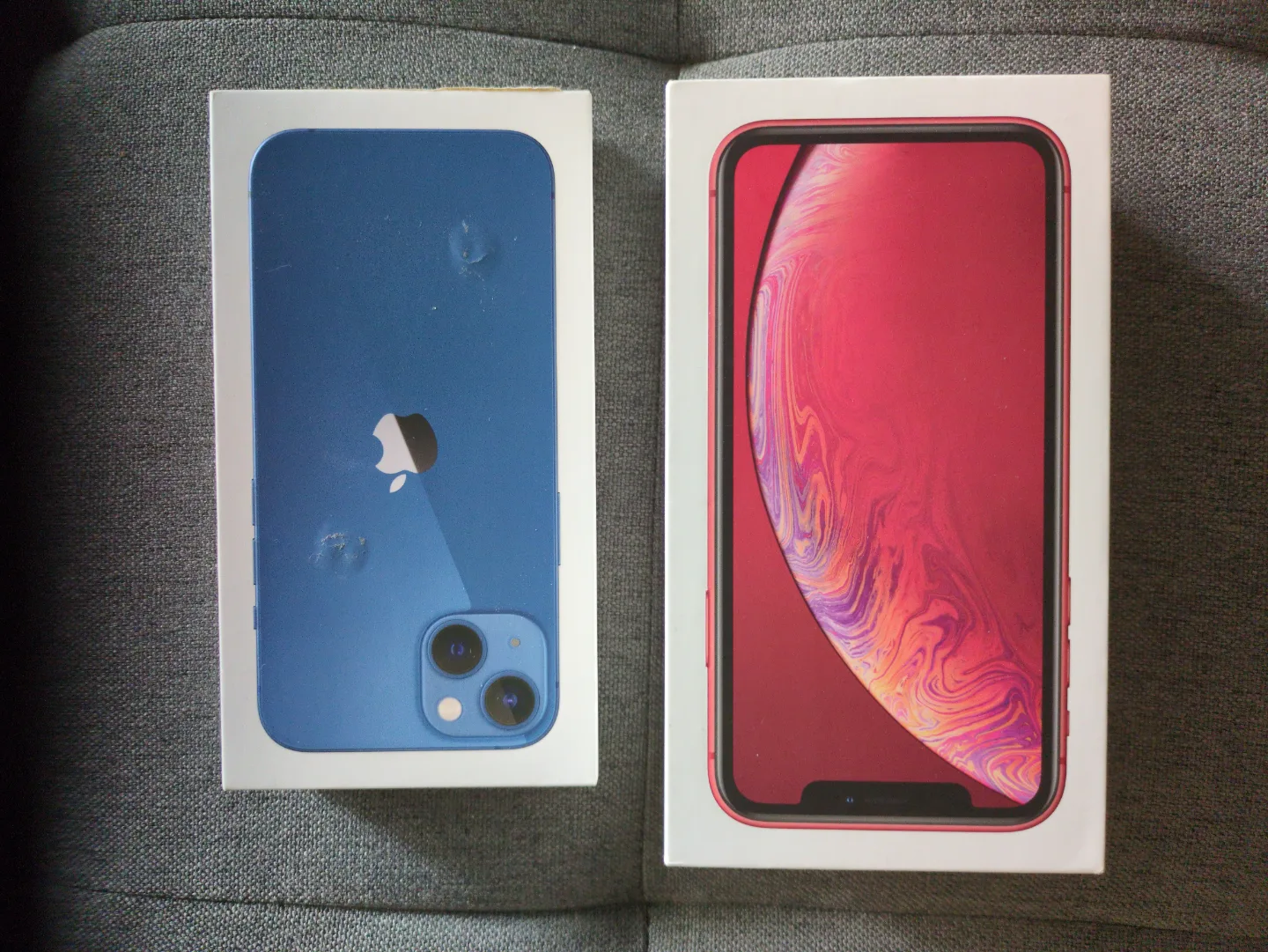Two iPhone Boxes -  iPhone 13 and iPhone XR thumbnail
