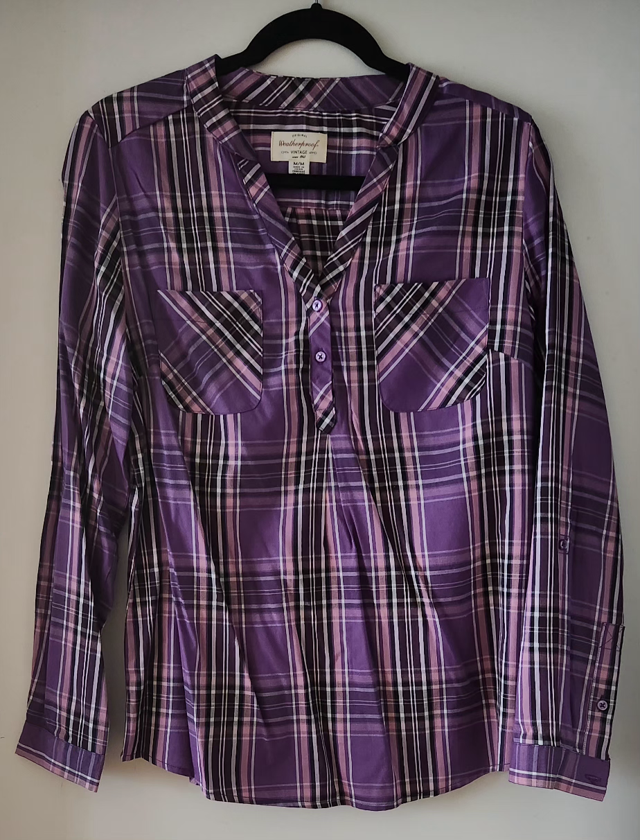 Women's Purple Plaid Blouse